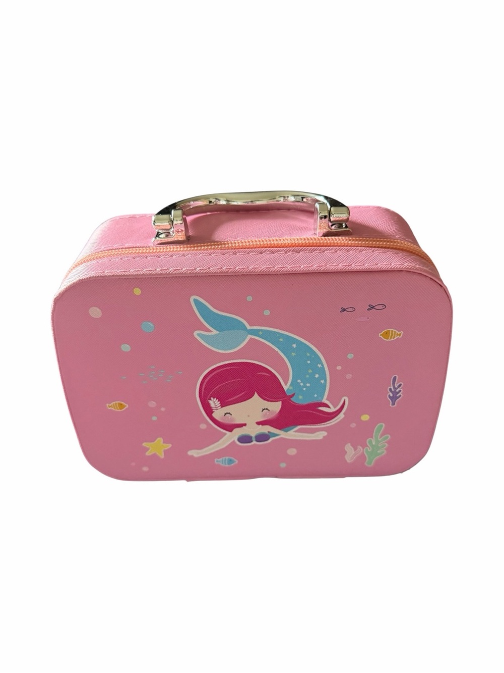 NWT-Pink Mermaid makeup case with beauty supplies